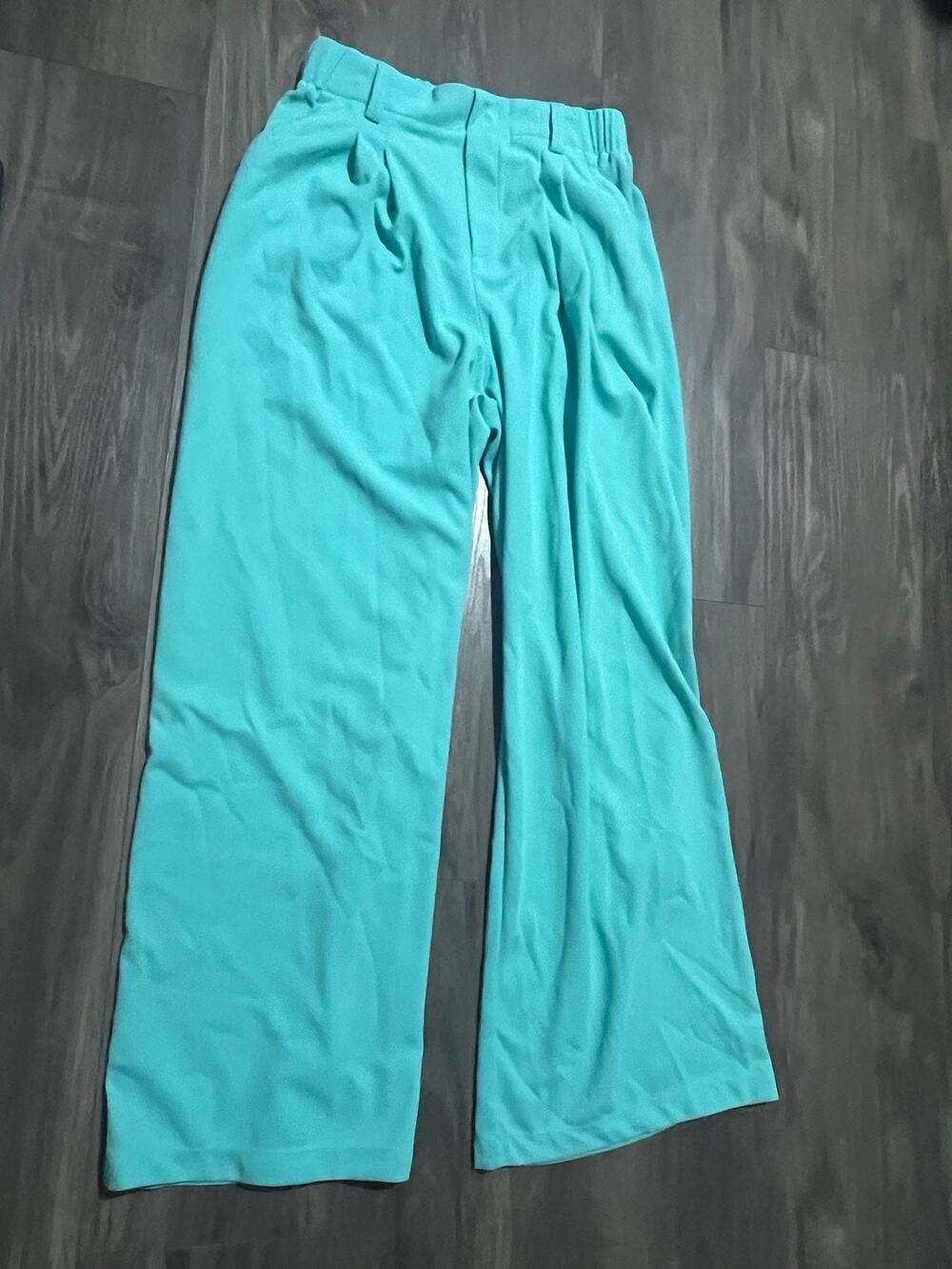 Halara Pants Womens S Green Khakis Wide-Leg Pull-On Elastic Waist Pockets